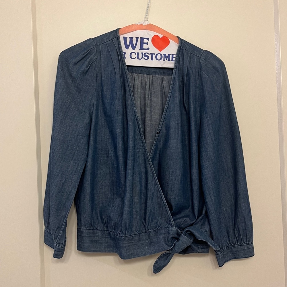 Madewell denim wrap top